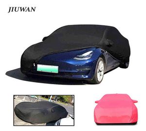 Capas de carros Jiuwan Stretch personalizado à prova de poeira anti -pultraviolet SunShade Fit for Tesla Modelo 3 S X Y J2209075428343