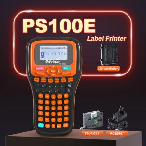 Impressoras PS100E Label Printer Máquina de rotulagem de corte automático portátil com 231 fita de etiqueta HSE231 Substitua para irmão P Touch Rótulo fabricante