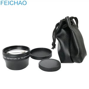 Aksesuarlar Kamera Lens Optik Cam 37mm 2x / 52mm 2x büyütme HD TELE Dönüştürücü Telefoto 10x RO lens Mobil Cep Telefonu için DSLR