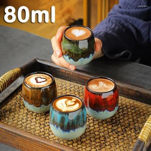 Kupalar 80ml fambe İtalyan Kahve Kupaları Küçük Espresso Kupa S Cam Masterkung Fu Çay Kaba Seramik Glaze1 PC Renk Eşleştirme