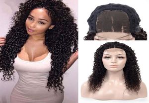 İnsan saç perukları dantel ön brezilyalı kinky kıvırcık saç 4x4 kapanma dantel peruk remy bakire saç 180 Yoğunluklu Siyah kadınlar için 4096856
