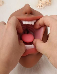 Глубоко горло пероральное сексуальное мужское мастурбатор карманные игрушки для взрослых 4D рта минет чашка влагалища с языком игрушки для Men6515166
