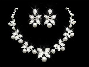 Tanie rhinestone Faux Pearls Biżuteria ślubna Zestawy kolczyków Naszyjnik Kryształowy PROM PROM PAGEANT Dziewczyny Weddne Akcesoria ślubne w 2433378
