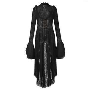 Sıradan Elbiseler Retro Mahkeme Elbise Kadınlar için Gotik Vintage Dantel Çan Uzun Kollu Cadı İrlanda Kostüm Zarif elbise