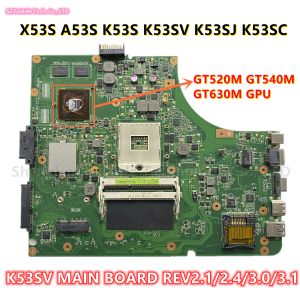 Anakart K53SV Ana Kart Rev2.1/2.4/3.0/3.1 ASUS X53S A53S K53S K53SV K53SJ K53SC Dizüstü Dizüstü Bilgisayar GT520M GT540M GT630M HM65