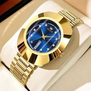 Женские часы Olevs Top Brand Womens Watches Luxury Gold Blue Original Big Dial.