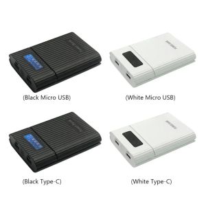 Type-C ve Micro-USB Çift Giriş Taşınabilir 18650 4 Yuva Güç Bankası Vaka Desteği 5V 2A Cep Telefonu/Tablet İçin Hızlı Şarj