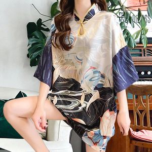 Sıradan Elbiseler Kadın Cheongsam Elbise Hafif Kostüm Moda Geleneksel Çiçek Çin Qipao Düğün Partisi Günlük Giyim Tatil