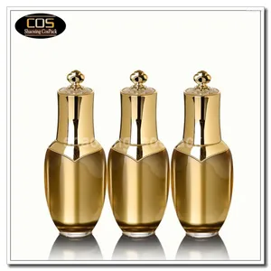 Бутылки для хранения LA201-30 мл золота акриловой косметический насос бутылка с коронкой 30 мл упаковки Оптовая 1 унция