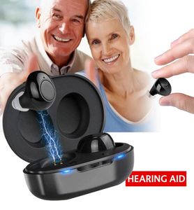 1 Пара USB -перезаряжаемого Mini в портативном ушном невидимом слуховом аппарате Помощник регулируемого звука тона для глухих пожилых людей 2452613