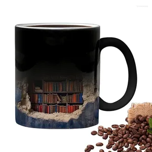 Kupalar kitaplık kahve kupa yenilik ısıya duyarlı fincan 3D içecek eşyaları Noel komik hediyeler kitap severler için yazarlar kütüphaneci öğretmeni