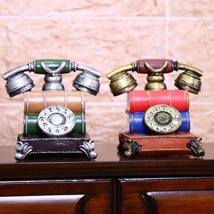 Dekoratif figürinler zakka yaratıcı reçine ev dekorasyonu vintage telefon modeli piggy banka doğum günü hediyesi 19 16 14 cm peri bahçesi