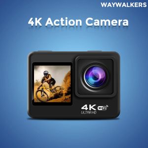 Kameralar 4K 60fps WiFi Action Camera EIS Web Kamerası 30m Su Geçirmez Uzaktan Kumanda Spor Kamerası Kask Aksesuarları Kiti Go Pro