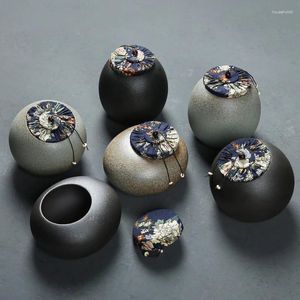 Бутылки для хранения творческая черная керамическая банка запечатанная чайная печь становится грубым керамикой конфеты