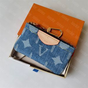 Blue Denim Card Key -Geldbeutel Designer Pochette Jeans Coin Taschenwallet Mini -Brieftaschen für Männer Frauen Luxuskarteninhaber Taschen Anhänger