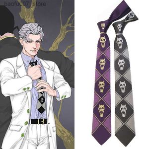Boyun bağları Japon jojo kravat harika macera co jiliangji gölge kafatası siyah gri mor anime kravat etrafında