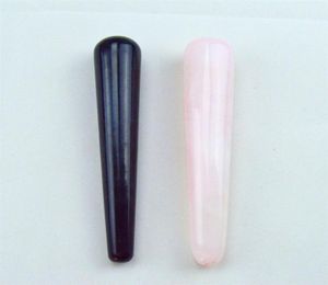 Himabm 1 упаковка 2 штуки 100 натуральные розовые кварц и обсидиан массаж палочки массаж красоты палочки для массажа тела yoni wand290y8449573