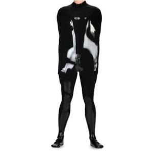 Fetiş pvc esaret bodysuit unisex sahte deri mumya çanta cosplay cosplay bölünmüş bacak uyku tulumu vücut takım elbise 3 yollu arka fermuar ön kasık