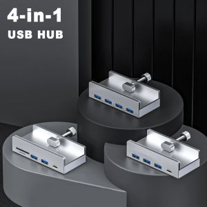 Хабс алюминиевый сплав USB 3.0 Clip Hub 4 USB Dock Station 5 ГБ/с передача данных Sptitter SD TF Reader для аксессуаров для ноутбуков