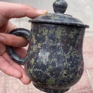 Чайные чашки натуральная нефритовая чашка для здоровья магнитная каменная кружка с ручкой и крышкой цветы сливы Jades кружки кофейня