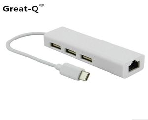 GreatQ USB 31 Tip C USBC Çoklu 3 Port Hub RJ45 Ethernet Ağı LAN Adaptörü Adaptor Kablosu MacBook Amp Chromebook4068508