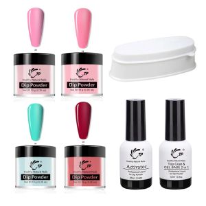 Губная помада 7pcs/Set System System Gniping Glitter Kit Kit Nail Art Powd Powder Dips Base Activator Gel Color Natural Dry Salon French Manicure