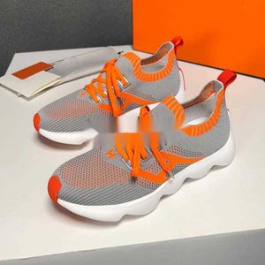 Marka Tasarımcı Lüks Erkekler Sıradan Spor Ayakkabı Esnek Örme Dantel Yukarı Ücretsiz Spor Ayakkabı Çok Renkli Kombinasyon Renk Kontrast Çok yönlü kentsel