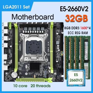 Материнские платы X79GA Office Assistant Motherboard Kit Xeon E5 2660 V2 LGA2011 CPU и 4*8GB = 32 ГБ 1600 МГц DDR3 Recc набор памяти