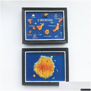 Buzdolabı mıknatısları İspanya 3D Çerçeve Haritası Kanarya Adaları Gran Canaria Turist Serbest El Sanatları Manyetik Buzdolabı Stickers 230727 DR DH3HY