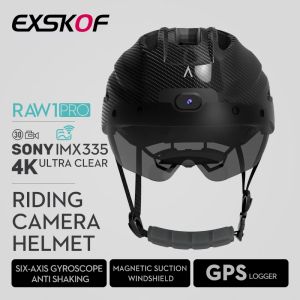 Kameralar 4K Binicilik Kamera Kask Eylem Kamera 4K 30fps GPS Sixaxis Jiroskop Antishake WiFi Bisiklet Motosiklet Kaskları Kameralar