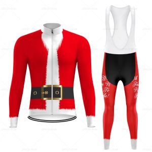 Speed ​​Peak Man Bisiklet Jersey Set Kırmızı Bisiklet Noel Yeni Yıl Giyim Bisiklet Sıcak Karayolu Uzun Kol Artı Kadife Cyc Jersey