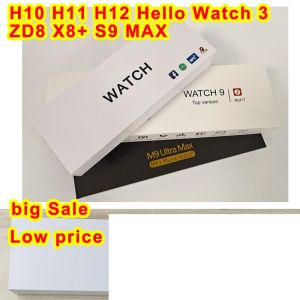 Watches 2024 Büyük Satış H10 H11 H12 Merhaba İzle 3 ZD8 X8+ S9 Max Smart Watch 45mm 49mm Spor Sağlığı Monitörü Akıllı Çarşamba Erkek Kadınlar