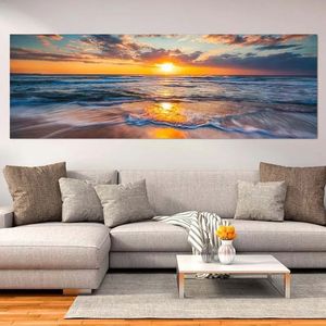 Sunset Beach Sea Peyzaj Poster Resim, Doğa Tuval Baskıları Resim, Modern Duvar Sanatı Oturma Odası Dekor Cuadros, Ev Dekorasyonu
