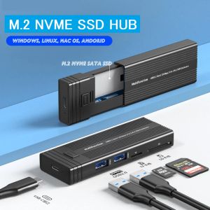 Hubs Smart USBC Hub с M.2 NVME SATA SSD Читатель интерфейсной карты и сплиттер для MacBook Windows и Linux