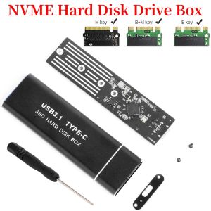 Muhafaza SSD NVME M2 NVME Muhafaza Sabit Disk Sürücü Kutusu USB3.1 TYPEC'e M.2 NVME KASASI ALUMINUM ALLIĞI SSD Sabit Disk Kutusu M.2 M Anahtar PCIE