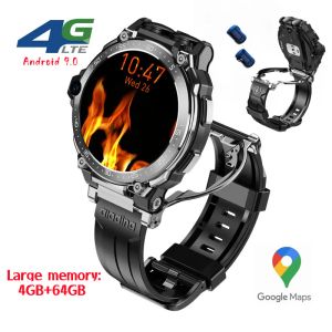 Смотреть взрослые 4G SmartWatch Bluetooth Hearpet 2in1 Android 9.0 Octacore Dual Camera Photo Photo Mensing Watch Wi -Fi Internet Ecg