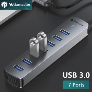 Hubs yottamaster несколько 7 портов док -станции USB Type C Splitter Multi USB 3.0 Слот -заглушка разгибатель для ноутбука для ноутбука ПК