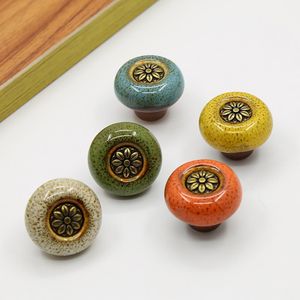 Ev Geliştirme Dayanıklı Dolap Knobs Knob Çekmecesi Seramik Dolap Düğmesi Çekme Çiçek Oyma Anti-Düzenleme Vintage Dolap Knobs