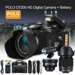 Разъемы Оригинальный D7200 33MP Digital Camera DSLR 0,5X широкоугольный объектив + 24x телеобъектив + светодиодная светодиодная камера.