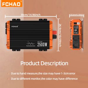 FCHAO 5000W CAR Power Inverter Pure Sine Wave DC 12V 24 В до AC 110V 220V ЖК -дисплей Home Travetage преобразование UPS UPS