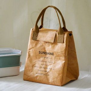 Бумажный ланч мешок водонепроницаемый мешок для изоляции удлините и сгущайте алюминиевую фольгу японскую сумочку офисное работник 240409