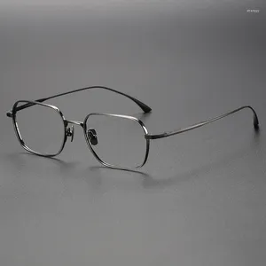 Óculos de sol Quadros de alta qualidade titânio óculos ópticos designer de marca Vintage Polygon Glasses Frame Men Women Ultralight Myopia Eyeglass