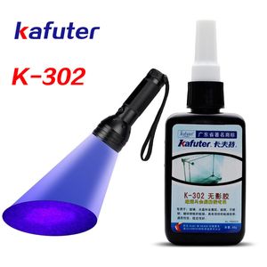 Сильный 50 мл kafuter ультрафиолетовый клей для лечения ультрафиолетового изделия k-302+51-й ультрафиолетовый фонарик ультрафиолетовый отверстие Клей Клисталлическое стекло и металлическое соединение