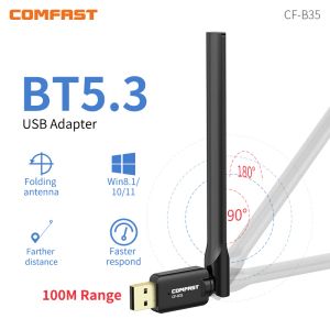 Адаптеры/ключи Comfast 100M USB Bluetooth 5.3 Адаптер ключа для ПК -динамика беспроводной мышиной музыкальной аудио -приемник Bluetooth 5.1 5.3