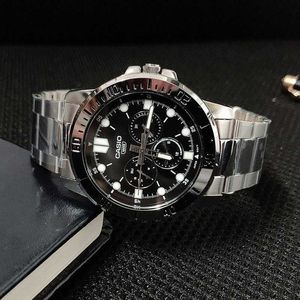 Otantik Casio Watch Erkek Koyu Çelik Okyanus Kalp Tek boynuzlu at Gecesi Kızdırma Su geçirmez Yüksek Sınıf Üç Eyed