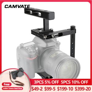 Aksesuarlar Camvate evrensel kamera kafes teçhizatı Cframe Cage, üst kollu üst/alt peynir plakası DSLR kamera fotoğrafçılığı aksesuarları