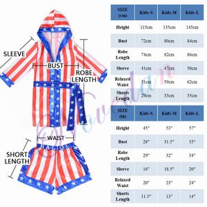 Rocky Balboa Apollo Movie Boxing American Flag Cosplay Costumes Детский халат шорты для халата
