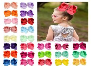 40 цветов 6 -дюймовых модных детских ленточной ленты для волос -шпильки девочки большой бахновой баренчик Barrette Candy Color Kids039S Boutique Hair Orna4517480