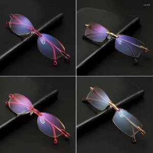 Güneş Gözlükleri Gözlük Moda Clear Lens Blu-Ray Anti-Gitigue Bilgisayar Gözlükleri Unisex Okuma Gözlükleri Rimless Presbyopia Gözlükler