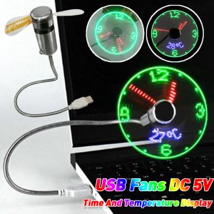 Gadgets USB FANS DC 5V Mini Zaman ve Sıcaklık Ekranı LED Işık ile Yaratıcı GFT Dizüstü Bilgisayar PC Defter için Ürünler